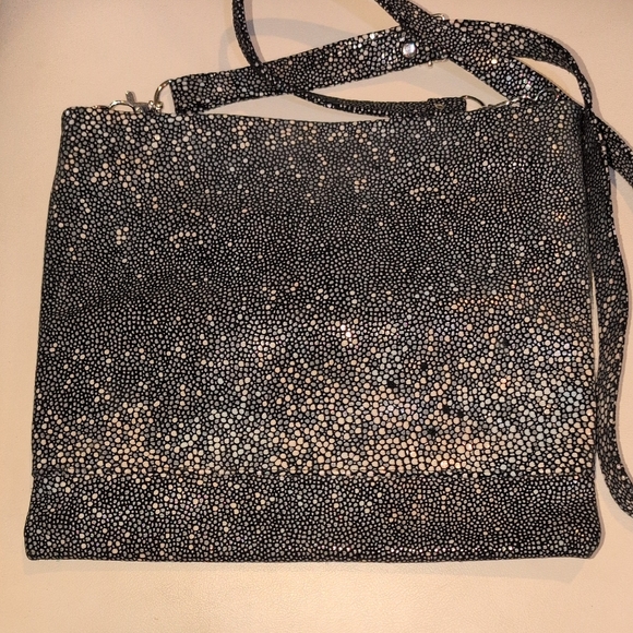 CoFI  Black,Gray,and White Leather Crossbody Bag - Picture 1 of 9